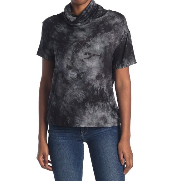 MAX & ASH 2-in-1 Adult Face Mask Slouchy T-shirt  In Td Black Marble - Picture 1 of 3